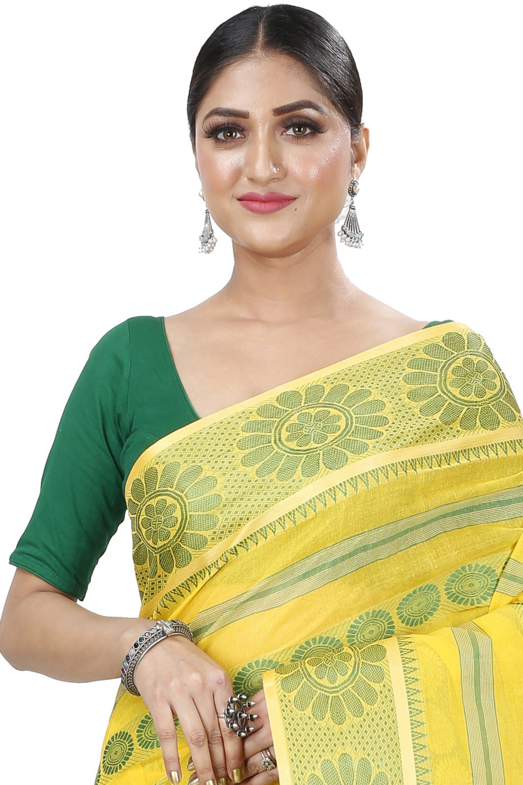 Yellow Pure Cotton Chakro_Tant Tant Saree (1050)